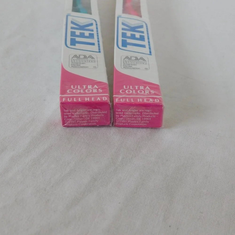 Tek Lot of 2 Toothbrush Professional Soft Ultra Colors Full Head Blue Pink 1991